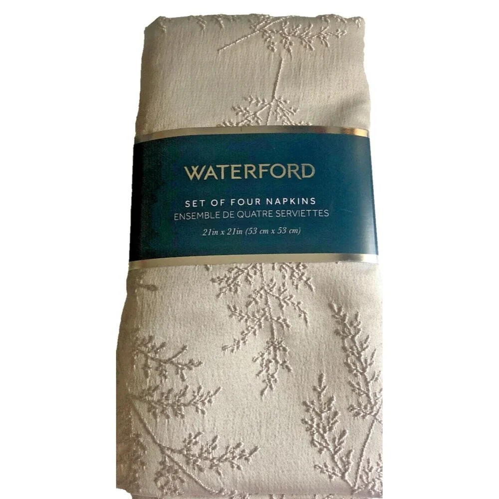 Waterford Napkins Gray Tossed Leaf Pumice Stone Holiday Christmas 21x21 Set of 4
